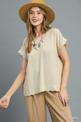 Scallop Hem Linen Top