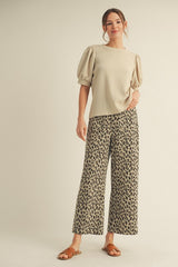 High Waist Wide Leg Leopard Pants