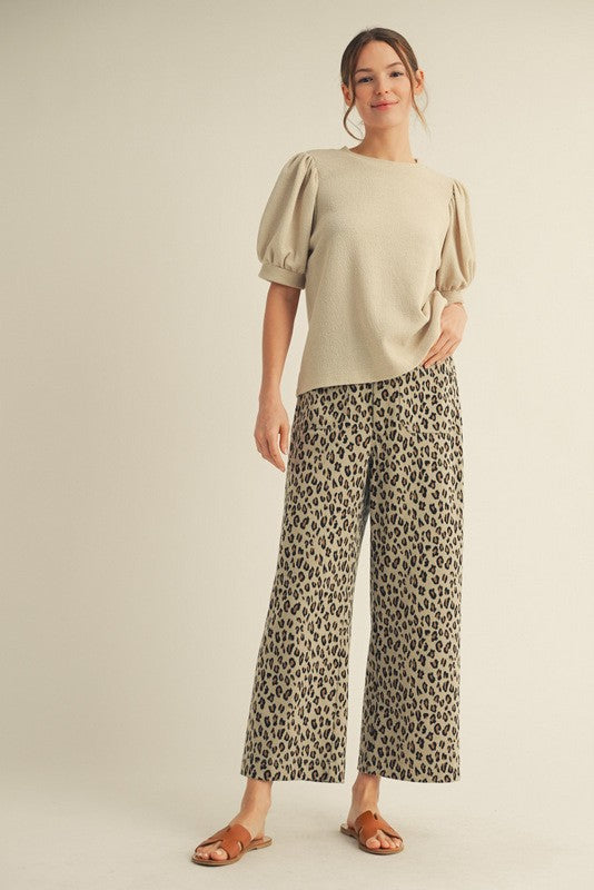 High Waist Wide Leg Leopard Pants