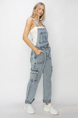 Light Wash Utility Overalls