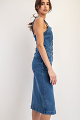Button Down Denim Midi Dress
