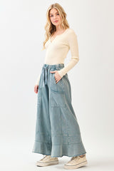 Misty Blue Knit Wide Leg Pant