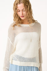 White Open Knit Sweater