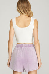 Woven Wash Shorts with Elastic and Side Pockets