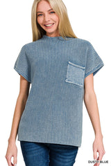 Short Sleeve Mineral Washed Sweater