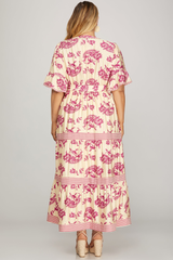 Curvy Short Ruffle Sleeve Tiered Maxi Dress