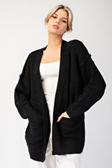 Black Knit Long Sleeve Cardigan