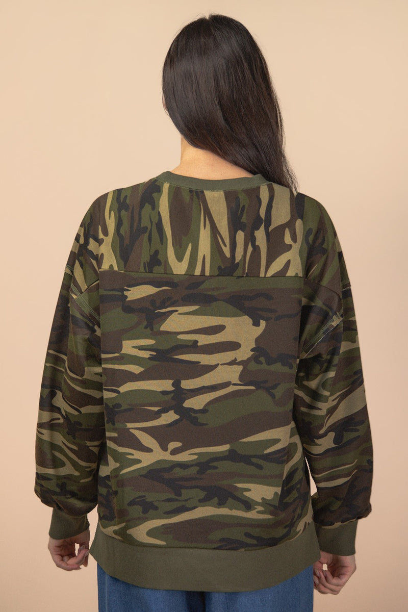 Camo Crewneck Top