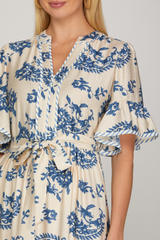 Paisley Short Ruffled Sleeve Tiered Maxi Dress