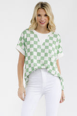 Checkered Short Sleeve Top