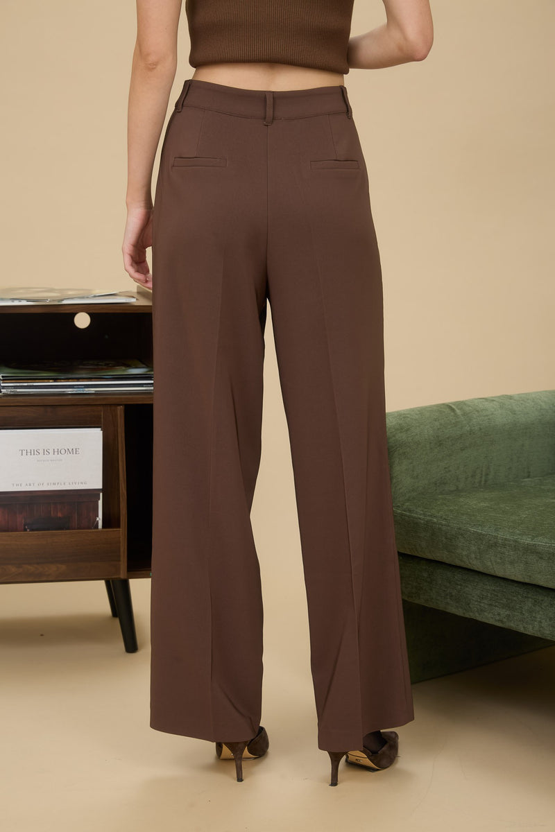 High Waisted Pleated Wide Leg Dress Pants