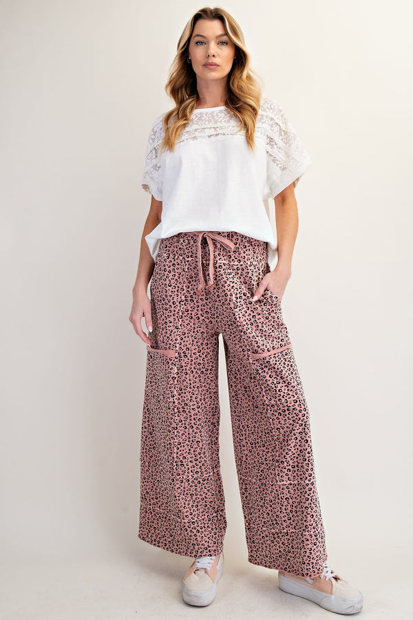 Antique Rose Cheetah Print Knit Pant