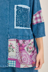 Mineral Wash Boho Patched Top