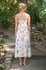 Cream Nautical Print Midi Dress