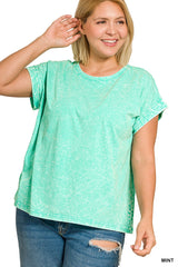 Curvy Crinkle Washed Round Neck Tee
