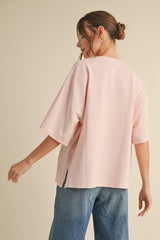 Blush Tee with Star Design Patches