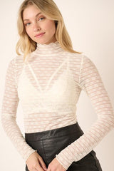 Cream Textured Sheer Top