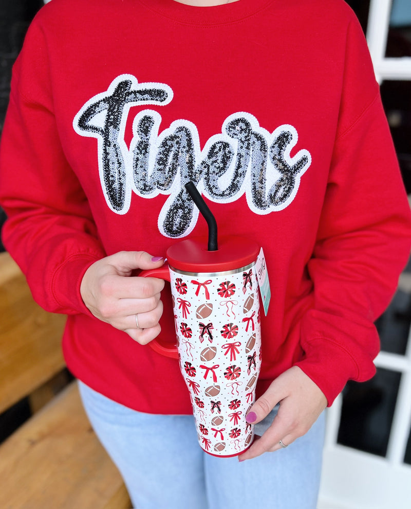 Red Tiger Glitter Crewneck