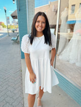 Swiss Dot Puff Sleeve Dress