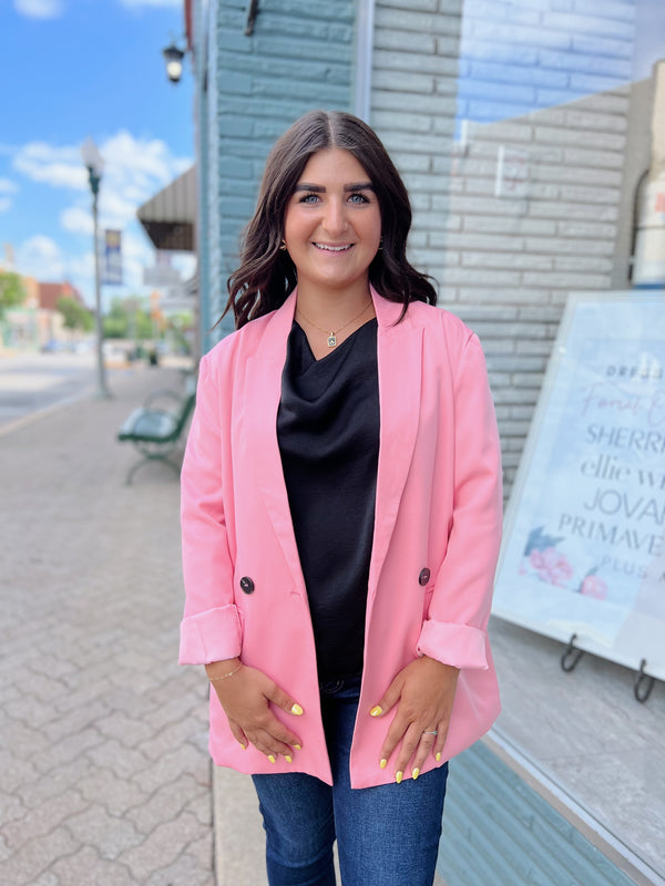 Light Pink Button Detail Blazer