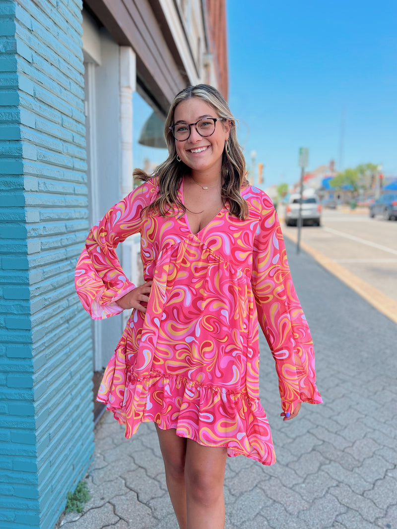 Retro bell sleeve dress