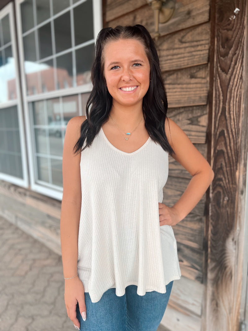 Basic Ribbed V-Neck Tank
