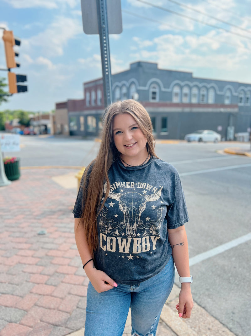 Black Simmer Down Cowboy Tee
