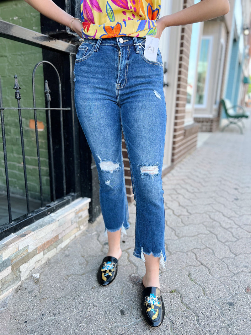 Lea's Cropped Distressed Jeans