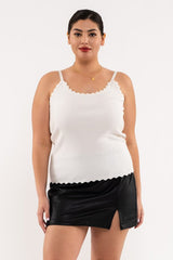Curvy white scalloped tank