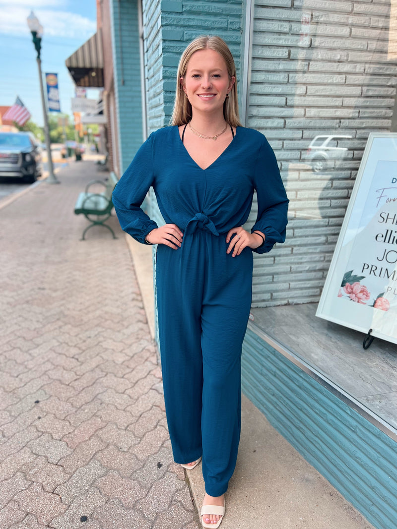 Long sleeve wide leg jumpsuit