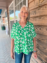 Kelly Green Emerald Leopard Top