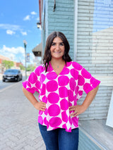Big Polka Dot V-Neck Top