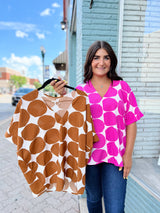 Big Polka Dot V-Neck Top