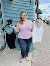 Curvy white scalloped tank