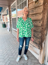 Kelly Green Emerald Leopard Top