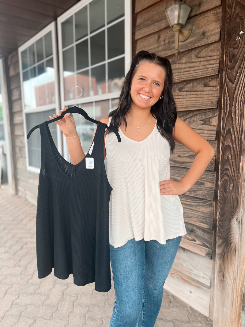 Basic Ribbed V-Neck Tank