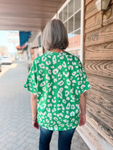 Kelly Green Emerald Leopard Top