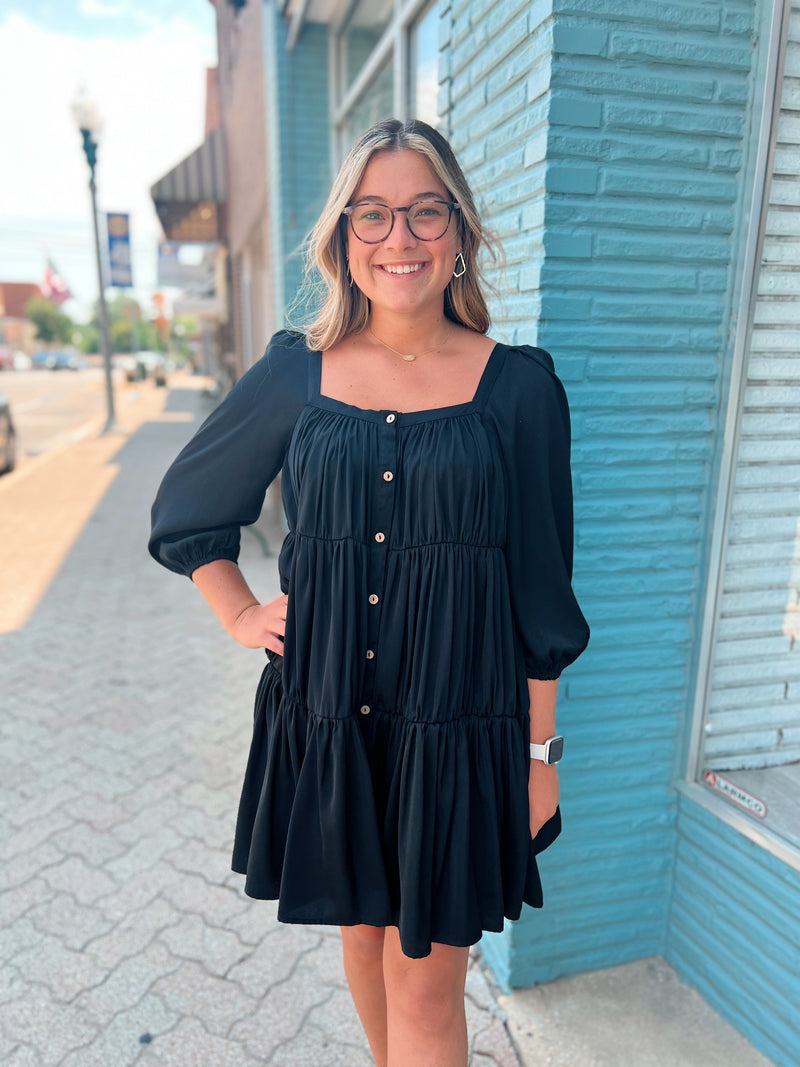 Puff sleeve tiered dress