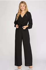 Long sleeve wide leg jumpsuit