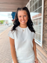 White Textured Cropped Top