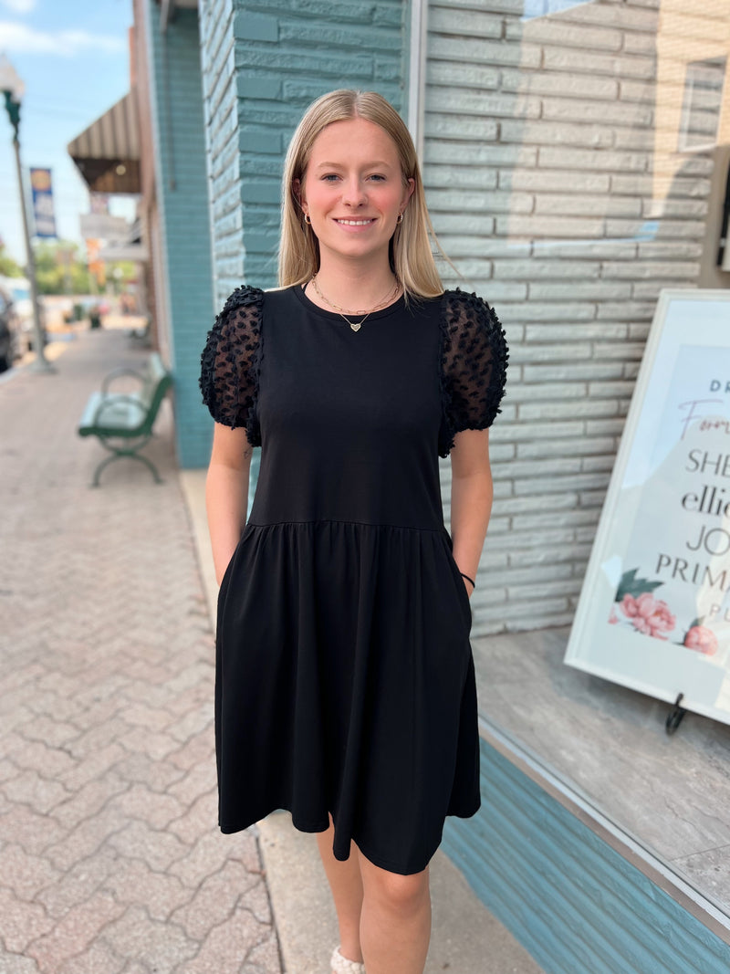 Swiss Dot Puff Sleeve Dress