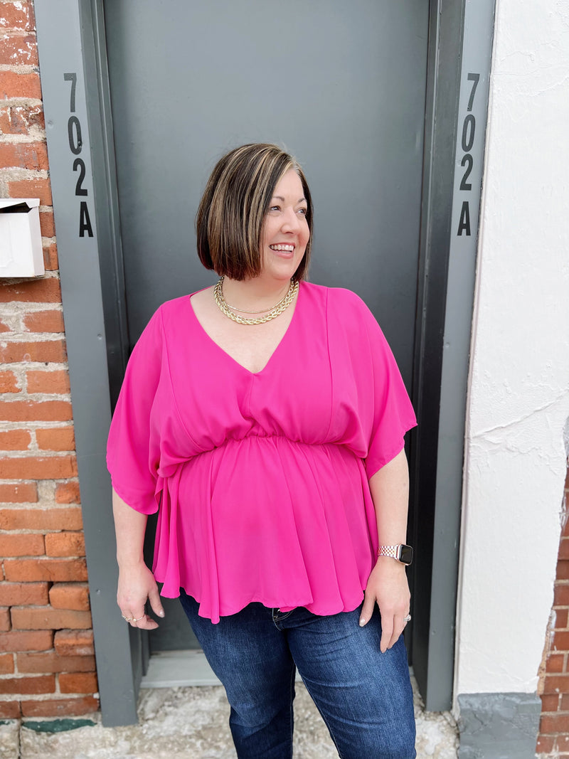 Hot Pink Dolman Style Top