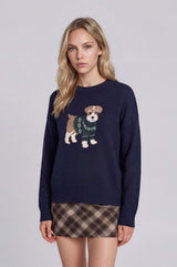Navy Puppy Jaquard Knit Sweater
