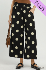 Curvy Black Polka Dot Wide Leg Pants