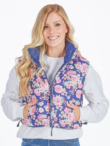 Navy Floral Puffer Vest