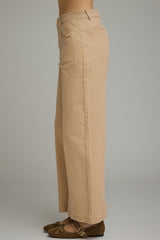 Camel Wide Leg Hardware Accent Pants