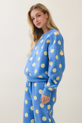 Blue/Yellow Polka Dot Crew Sweatshirt