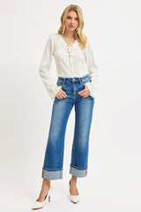 Lara's Mid Rise Crop Cuffed Jeans