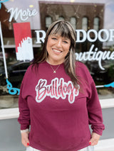 Maroon Bulldogs Glitter Crewneck