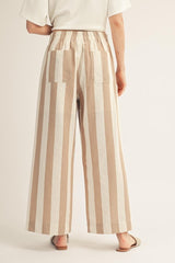 Taupe Wide Leg Bold Stripe Pants